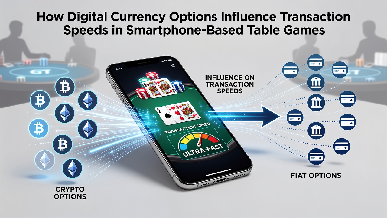 Smartphone met digitale valuta transacties in tafelspellen