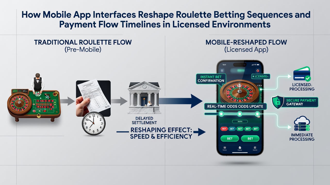 Overzicht van betalingsflow in mobiele roulette app met realtime updates