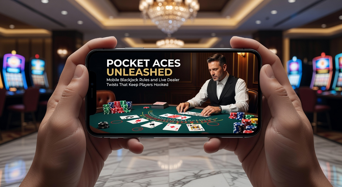 Mobiele blackjack-app met live dealer aan tafel, kaarten en chips zichtbaar op smartphone-scherm