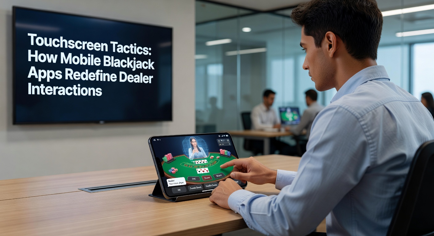 Vergelijking van live dealer stream op mobiel naast pure touchscreen blackjack, met spelerhanden die tikken en vegen op het scherm